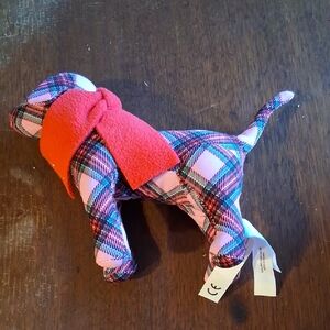 PINK Victoria's Secret Plaid Dog Toy with Red Scarf